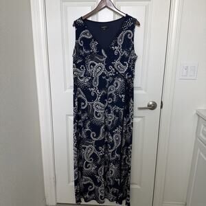 Glamour Women’s Dress Paisley Boho Navy Blue Maxi Dress XL